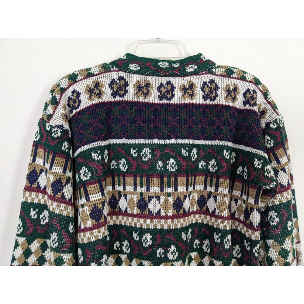 Vintage Caroline Colours green multicolored oversized sweater S - Picture 4 of 8
